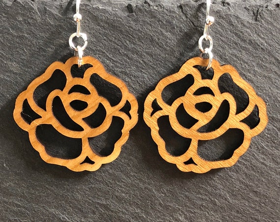 Rose Wholesale Wood Earrings