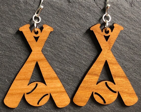 Baseball or Softball Bats and Ball Wholesale Wood Earrings