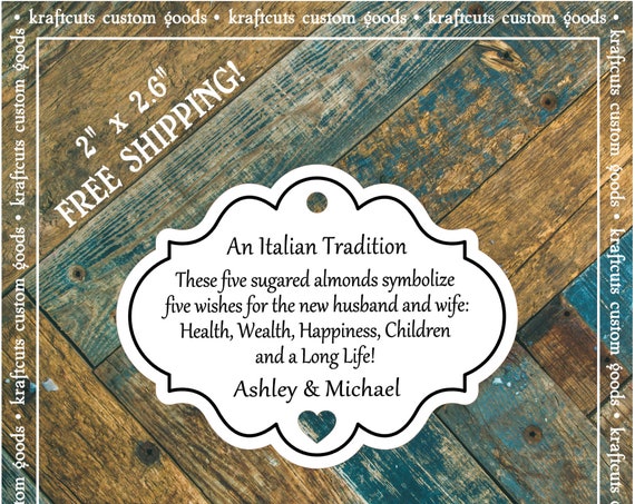 Jordan Almond Favor Tags #686 FREE SHIPPING!