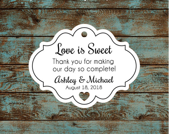 Love is Sweet Personalized Wedding Favor Tags #609 FREE SHIPPING!