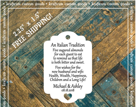 Jordan Almond Favor Tags #793 FREE SHIPPING!