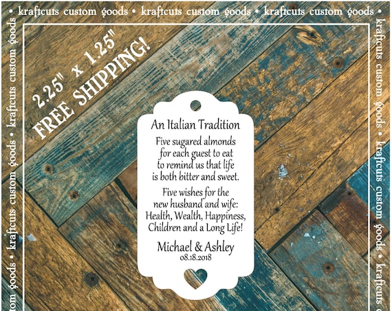 Jordan Almond Favor Tags #794 FREE SHIPPING!