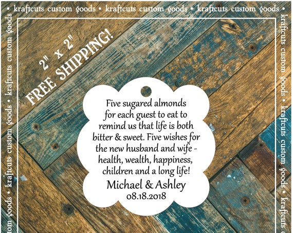 Jordan Almond Favor Tags #685 FREE SHIPPING!