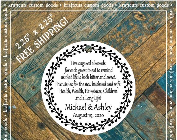 Jordan Almond Favor Tags #923 FREE SHIPPING!