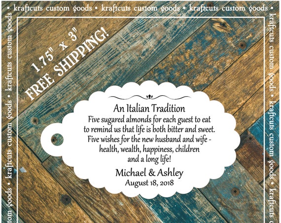 Jordan Almond Favor Tags #760 FREE SHIPPING!
