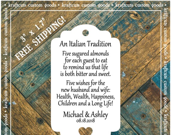 Jordan Almond Favor Tags #772 FREE SHIPPING!