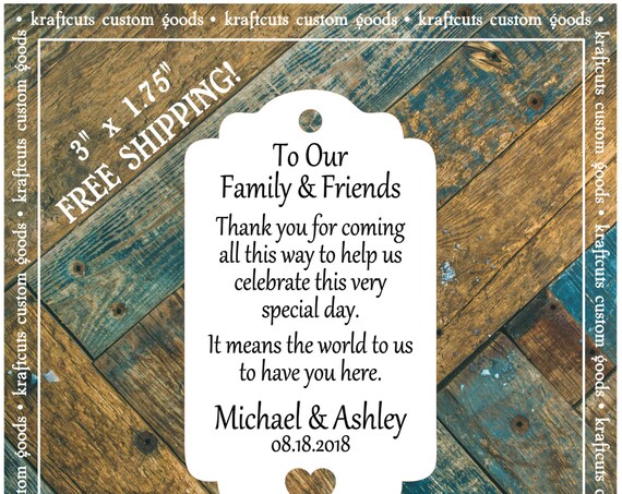Destination Wedding Favor Tags #775 FREE SHIPPING!