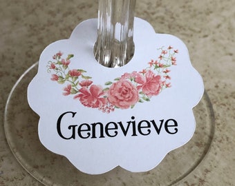 Wine Glass Charm Tags, Place Cards, Escort Cards, 25 Tags, #606X