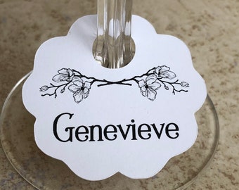 Wine Glass Charm Tags, Place Cards, Escort Cards, 25 Tags, #606X