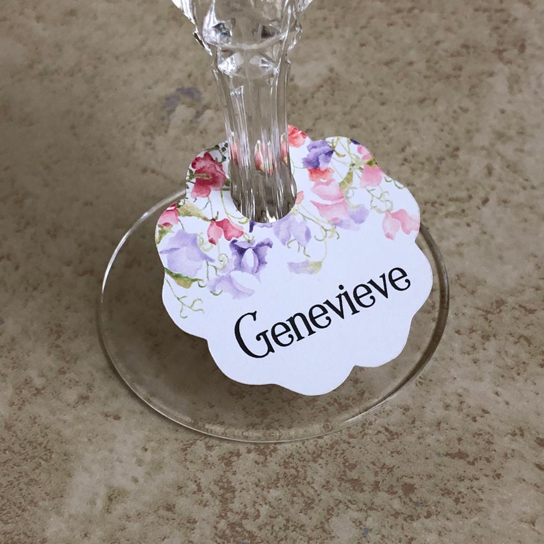 Wine Glass Charm Tags, Place Cards, Escort Cards, 25 Tags, 606X image 1
