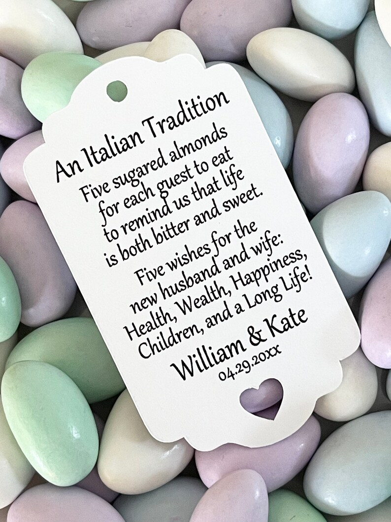 Jordan Almond Favor TAGS ONLY 772 Etsy