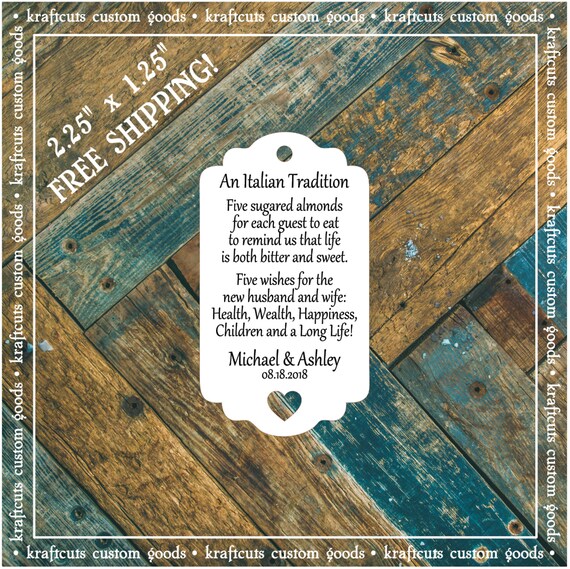 Jordan Almond Favor Tags #794 FREE SHIPPING!