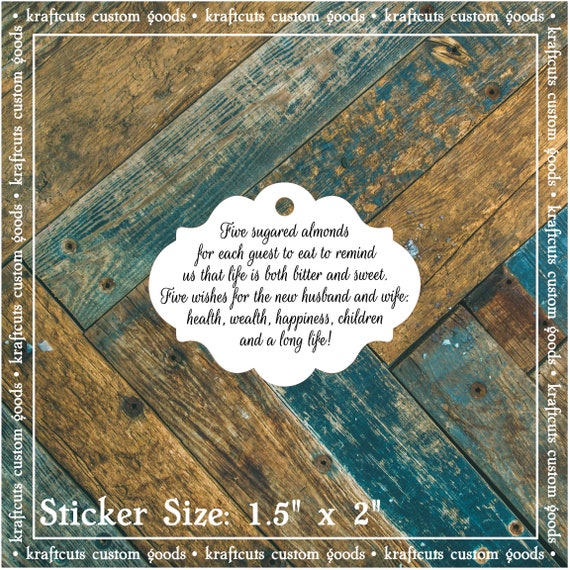 Favor Tags, Jordan Almond Favor Tags, Sugared Almond Favor Tags, Italian Wedding Favor Tags #803 - Qty: 30 Tags