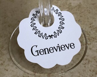 Wine Glass Charm Tags, Place Cards, Escort Cards, 25 Tags, #606X