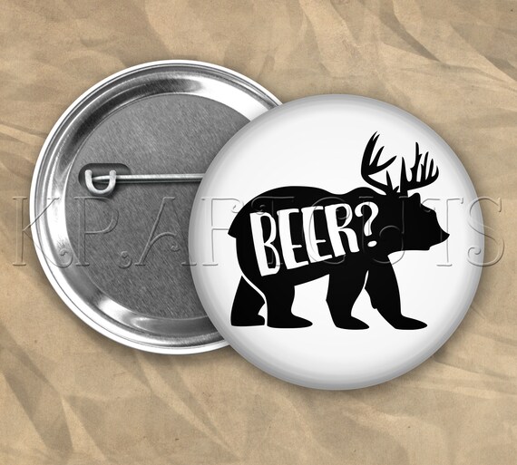 Beer Bear Pinback Button Flair #B78