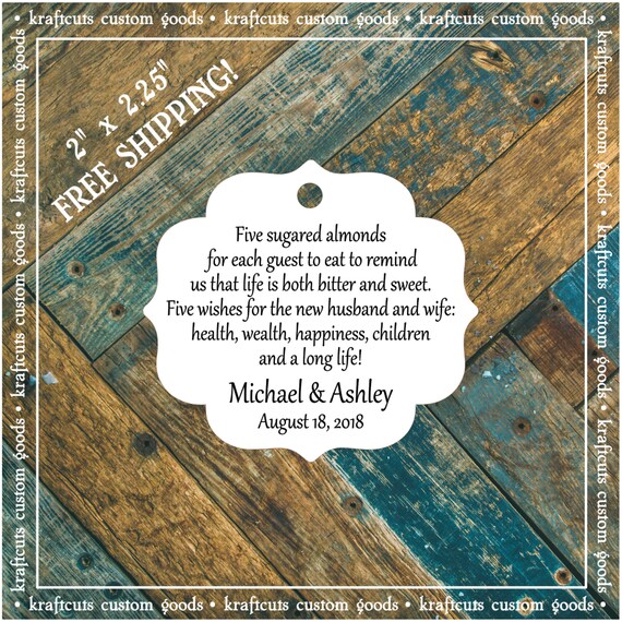 Jordan Almond Favor Tags #648 FREE SHIPPING!