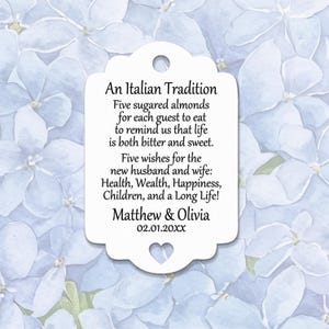 Wedding Favor Tags: Jordan Almond Tradition - Custom Names & Date