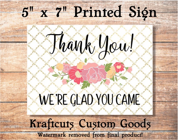 Thank You Printed 5 x 7 Sign #S3