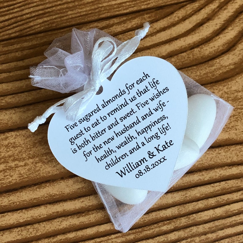 Jordan Almond Favor TAGS ONLY 690 Etsy