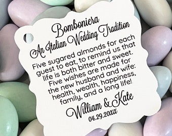 Bomboniera Jordan Almond Favor TAGS ONLY #1136