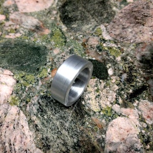 Mens White Metal Band.  Aluminum Brushed.  8, 10, 12mm Wide. Aluminum, Titanium.