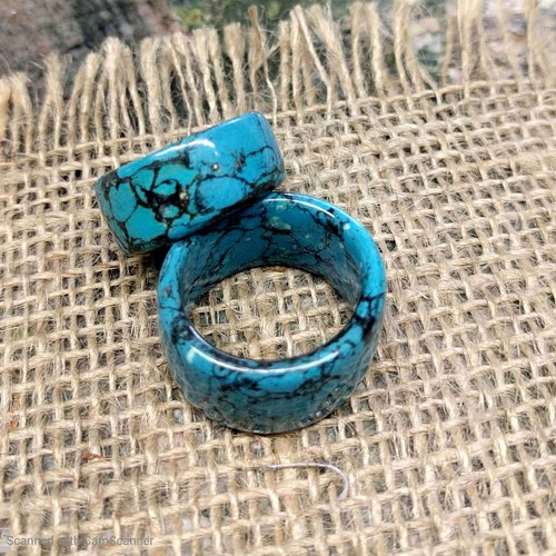 Marbled Turquoise Ring Band. 3.25-3.5 mm Thickness. 10, shops 12, 14, 16 mm Wide Choice.
