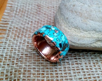 12mm Mixed Turquoise Copper Ring Band  3mm Thickness.