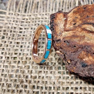 Turquoise Copper Bronze Ring Band.  3.5-4mm Wide.