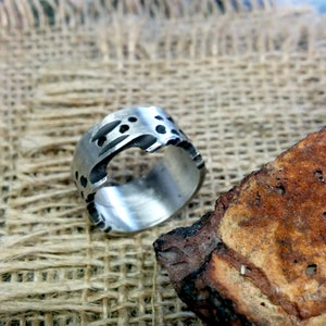 Rustic Sterling Band.  12.5mm Wide. 1.5mm Thick.