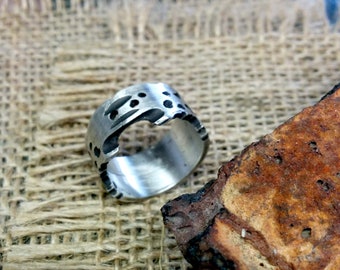 Rustic Sterling Band.  12.5mm Wide. 1.5mm Thick.