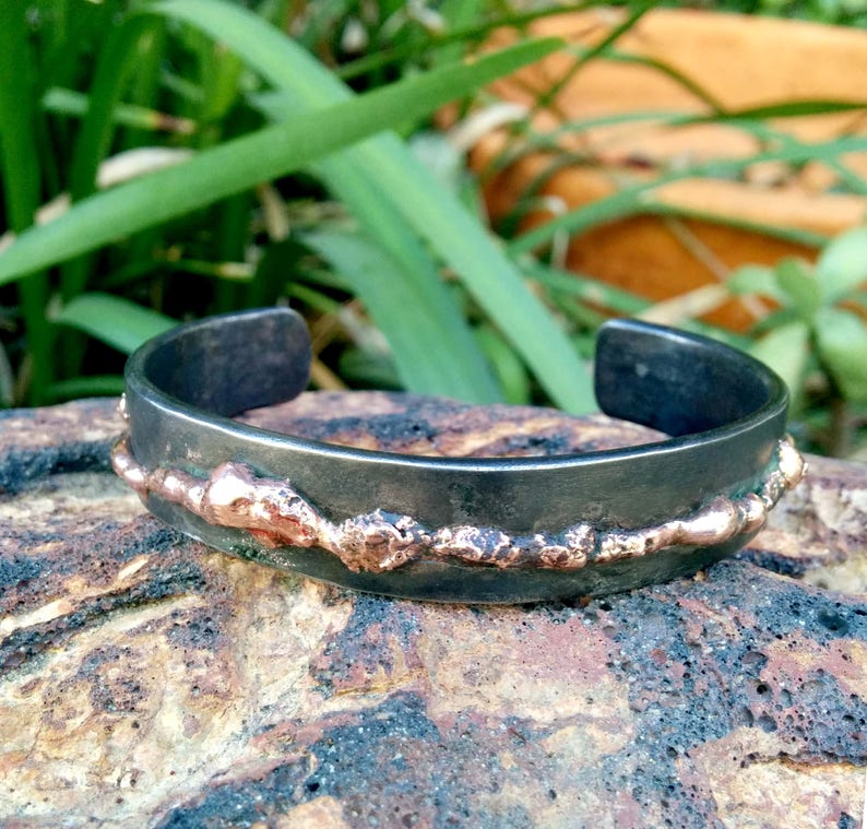 Molten Copper Stainless Cuff Bracelet. 2 X 15mm Thick and Etsy