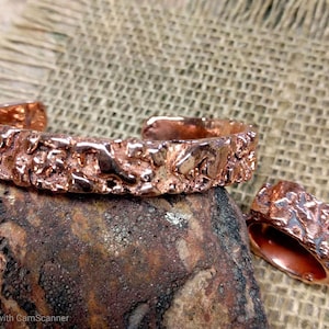 Copper Nugget Cuff and Ring Set.
