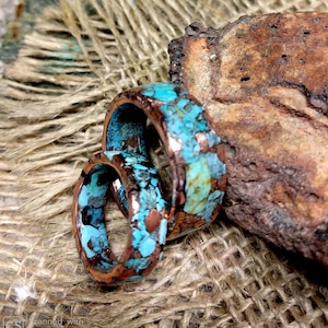 King Man Turquoise Ring Band.  3-3.5 mm Thickness.  Wide Choice.