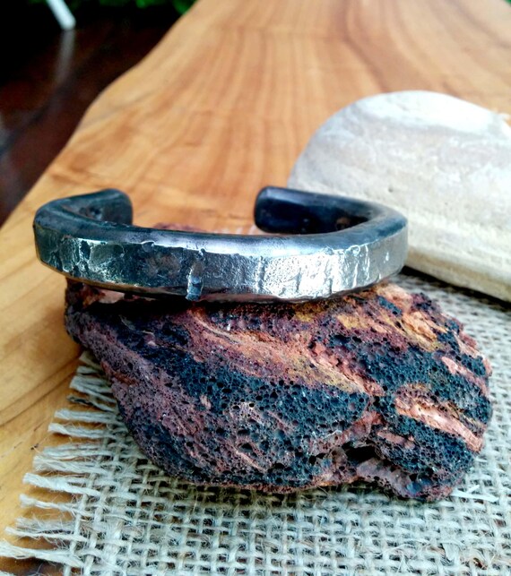 Cuff Bracelet Hammered Sterling Silver 9.5mm Wide Cuff Bracelet Hammered Sterling Silver 9.5mm Wide
