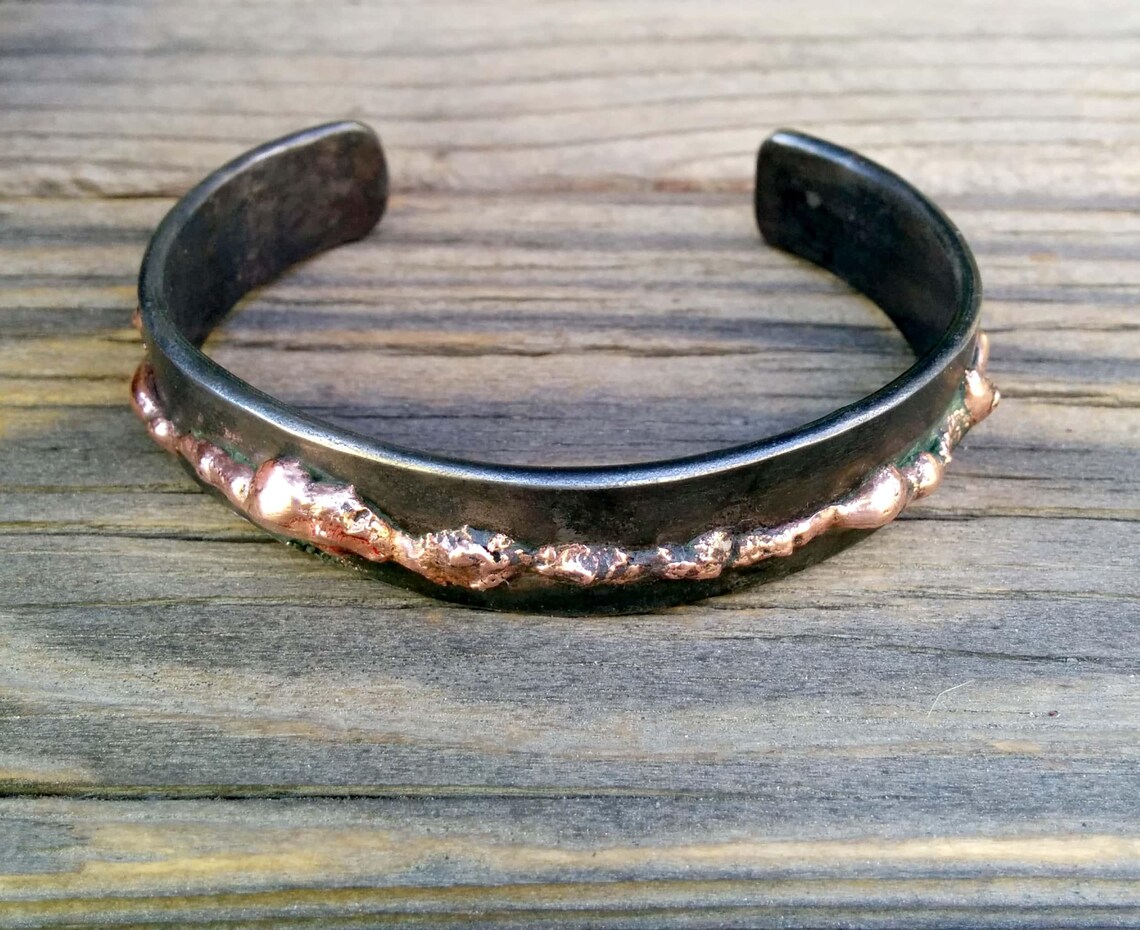 Molten Copper Stainless Cuff Bracelet. 2 X 15mm Thick and Etsy