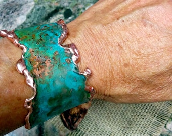 Heavy Molten Patina Copper Cuff Bracelet.  Mixed Patina.