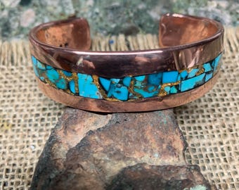 Copper and turquoise bracelet discount