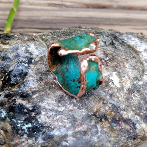 Asymmetric Mixed Patina Copper Cuff Ring. 10-18mm Wide. Copper.