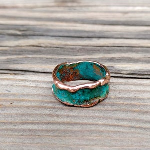 Mixed Patina Copper Ring Band.  10mm, 12 and 14 mm Choice.