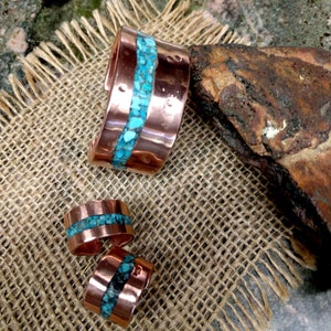 King Man Turquoise Copper Cuff and Ring Set. image 2