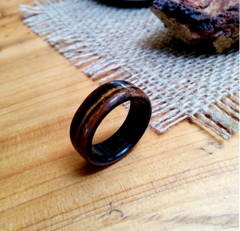 Zebra Wood Ring with Black Carbon. 510mm Wide. Etsy