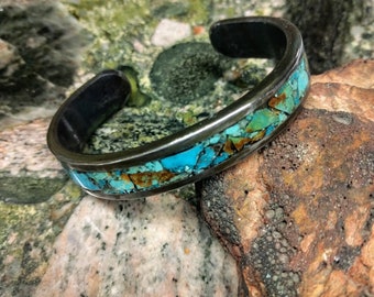 Hefty Wide Turquoise Bracelet Cuff Vintage 60s 70s Native Hefty Wide Turquoise Bracelet Cuff Vintage 60s 70s Native