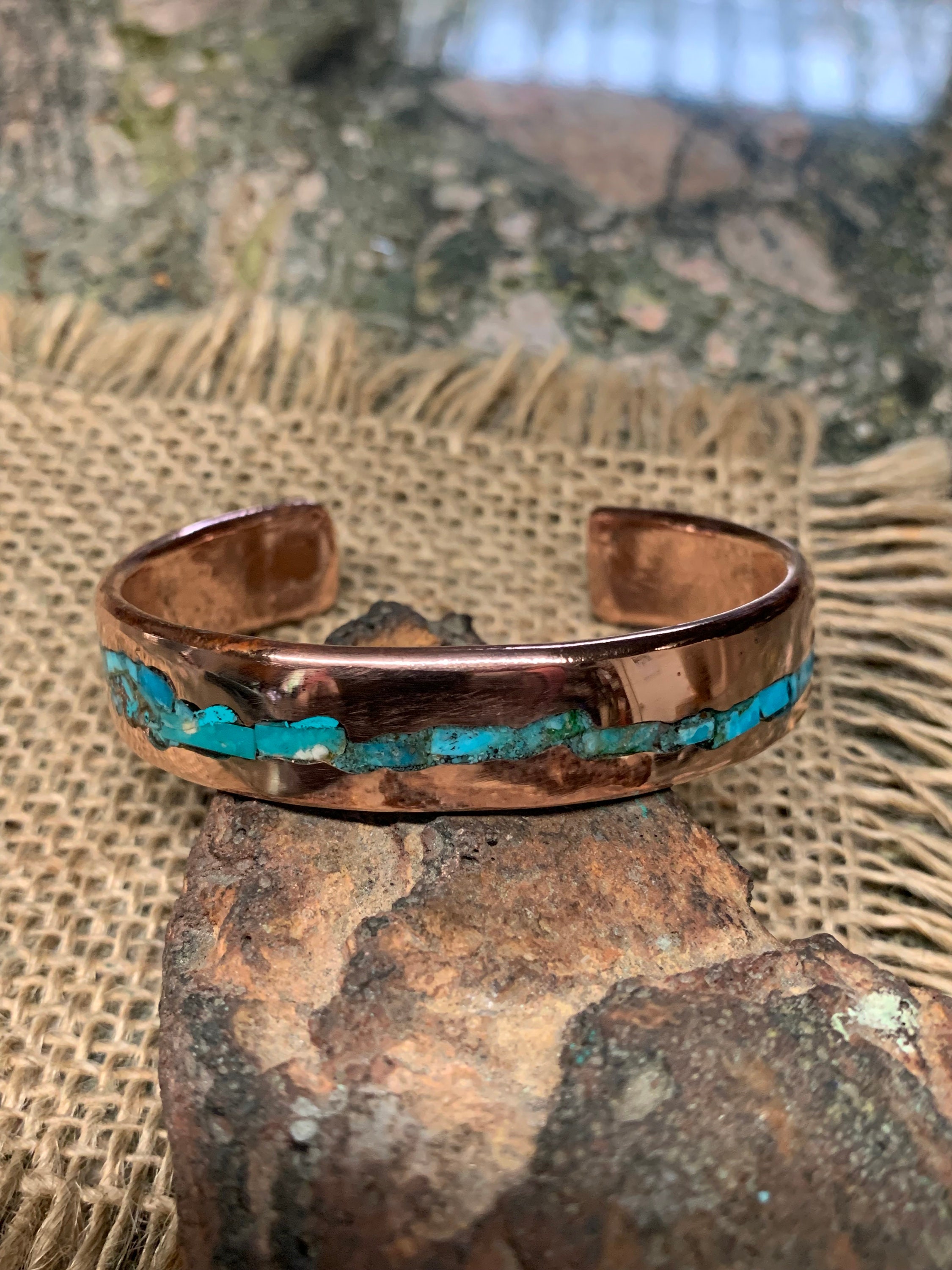 Double Wrap Leather Bracelet with Copper Stud