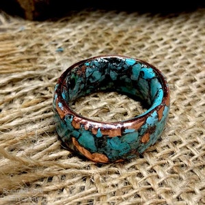 Nacozari  Turquoise Copper Ring Band.