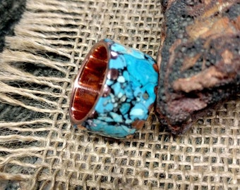 Mens Marbled Copper Ring Band. 2.5mm X 14 mm Thick and Wide.