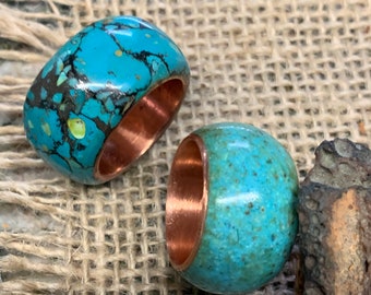 High Domed Marbled Copper Ring Band.  15 mm Wide.