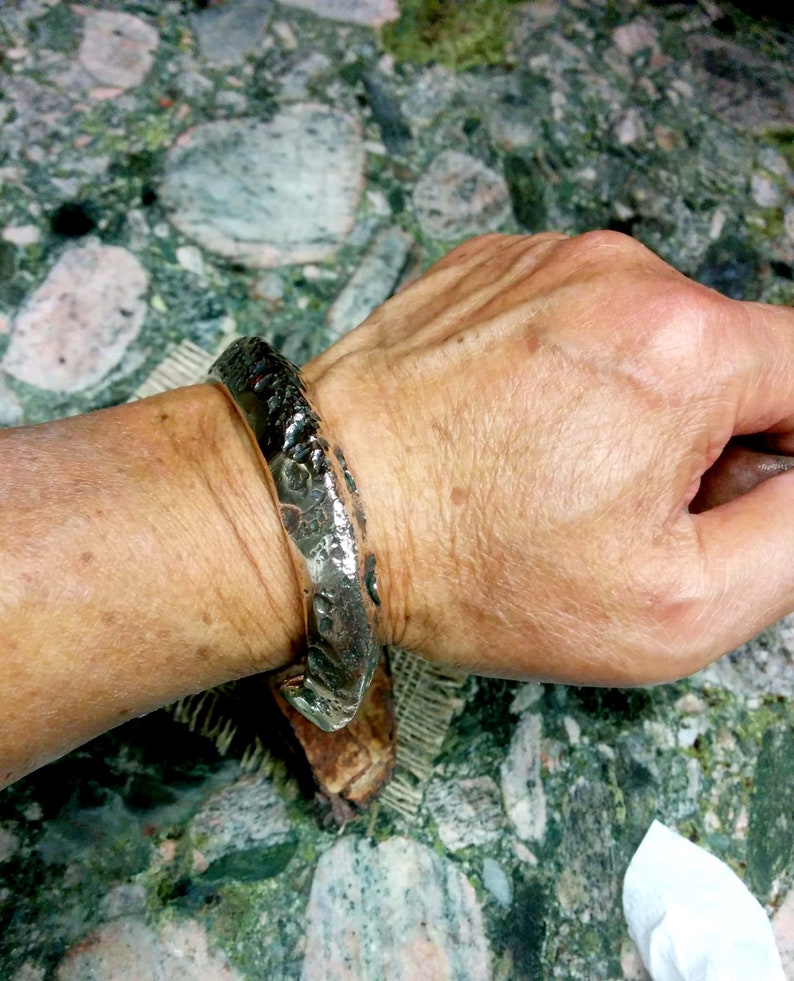 11 X 13.5 mm Thick and Wide. Rustic Pyramid Bronze Cuff Bracelet Rustic Polished