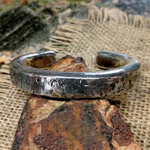 Hammered Sterling Cuff Bracelet.  9 X 14 mm Thick and Wide.