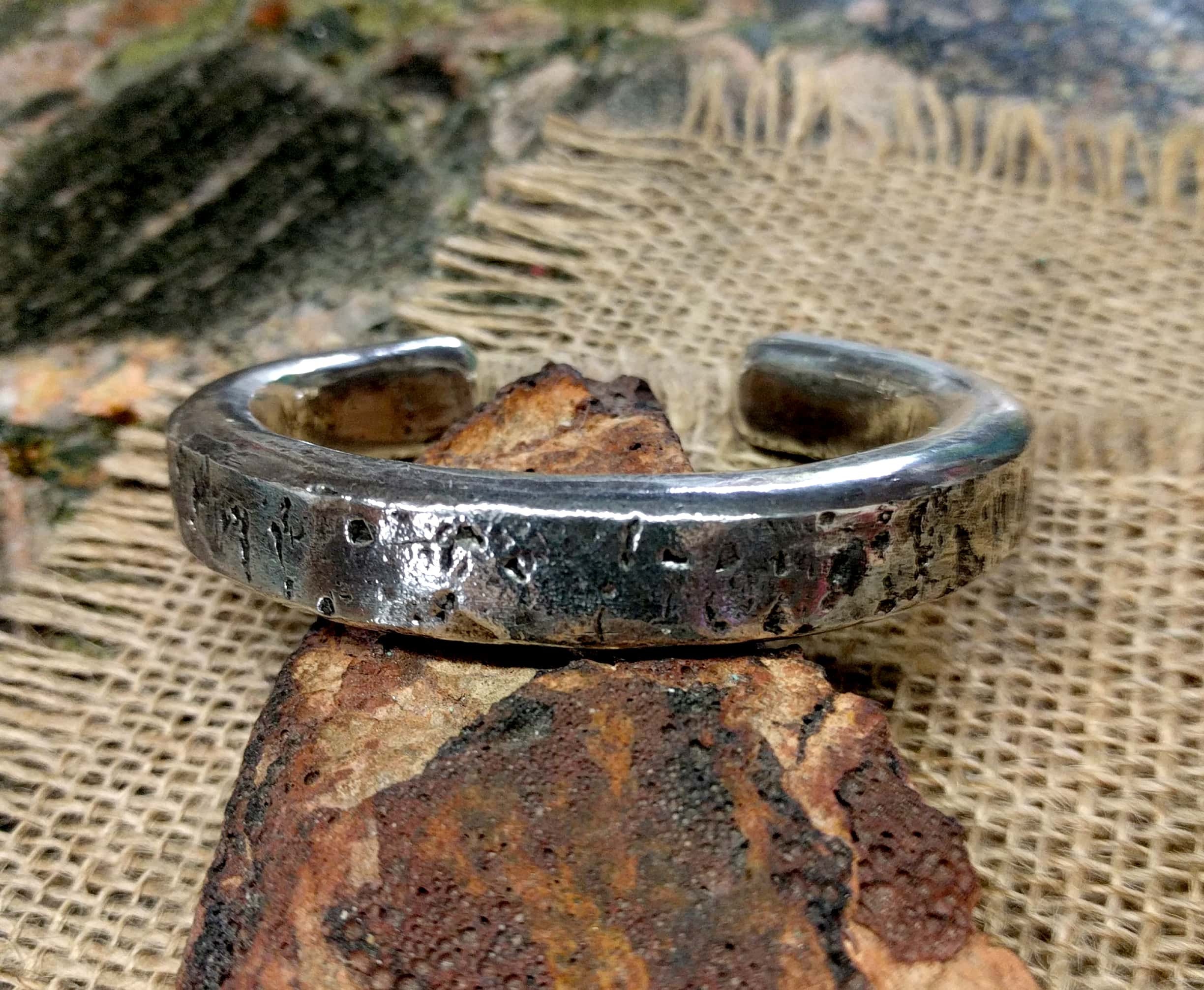 Hammered Sterling Cuff Bracelet. 9 X 14 Mm Thick and Wide