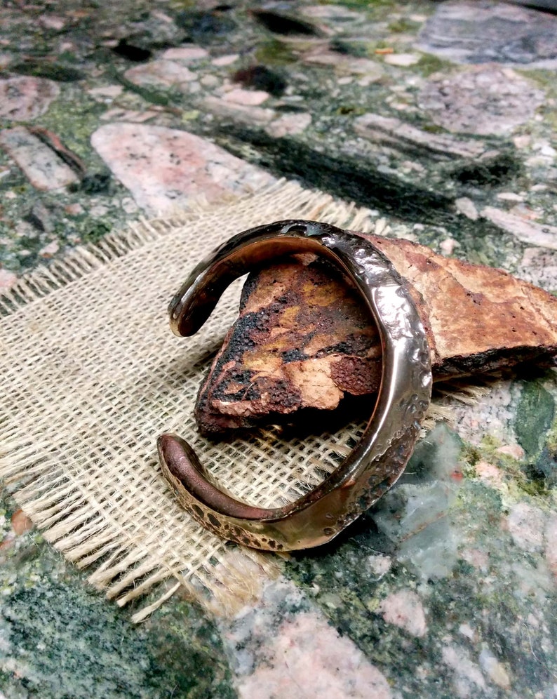 11 X 13.5 mm Thick and Wide. Rustic Pyramid Bronze Cuff Bracelet Rustic Polished